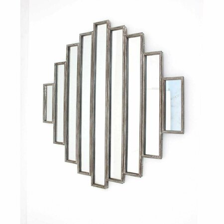 HOMEROOTS 36 x 36 x 2 in. Rustic Multi Mirrored Wall Sculpture, Silver 274588
